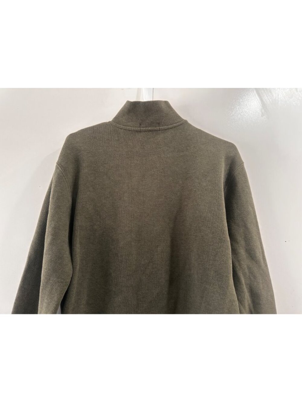 Ralph Lauren Mesh Knit Cotton Quarter Zip Sweater Mens Small Olive Green Perppy - Picture 9 of 14